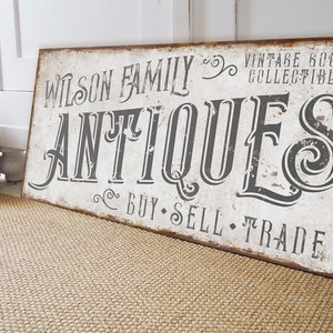 Custom Antiques Sign Personalized Antique Collectors Gift Ideas for Mom Dad Mothers Day Fathers Day Rustic Farmhouse Home Decor Cottagecore