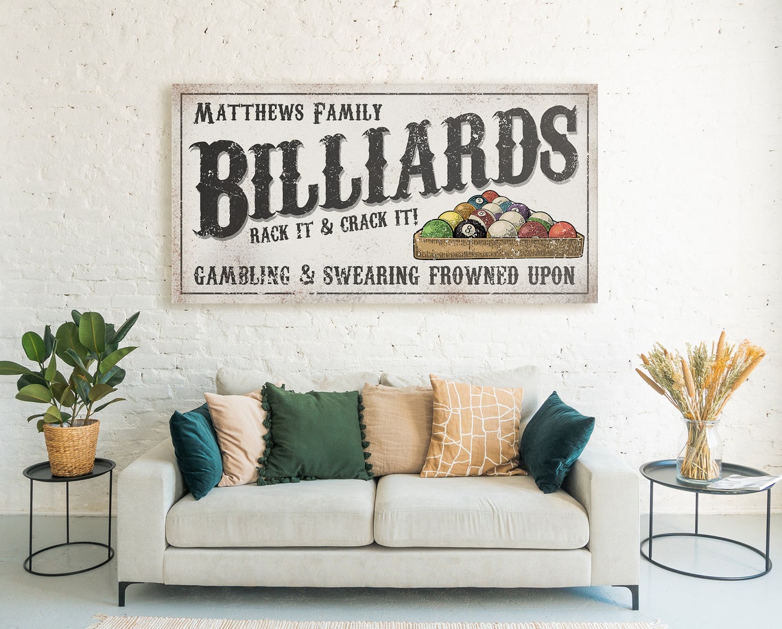 Pool Room Sign Custom Basement Bar Sign Billiards Wall Art - Etsy