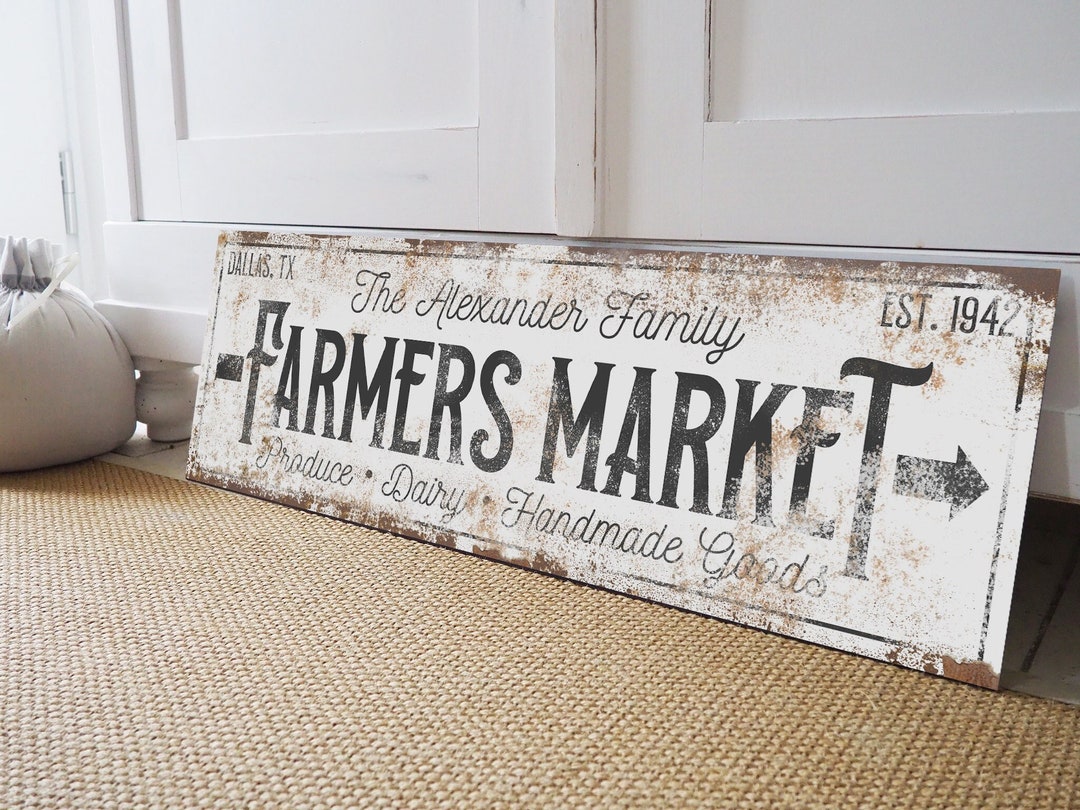 Custom Farmers Market Sign: Vintage Farmhouse Kitchen Decor - Etsy