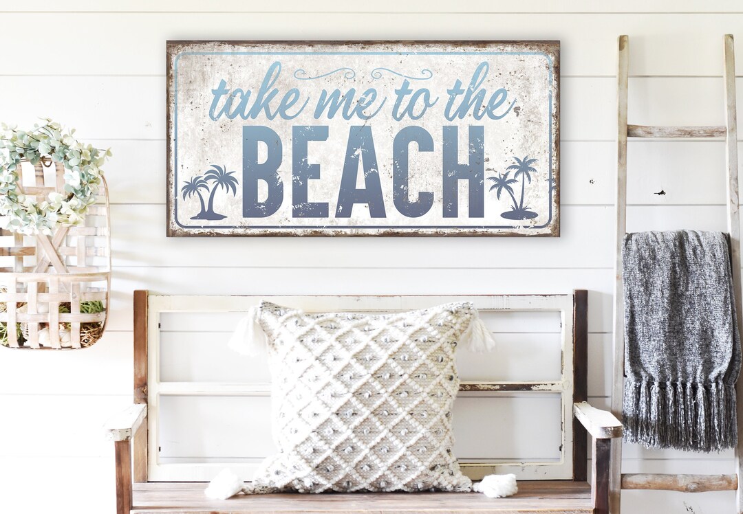Rustic Beach Wall Decor Take Me to the Beach Sign Airbnb Wall Art