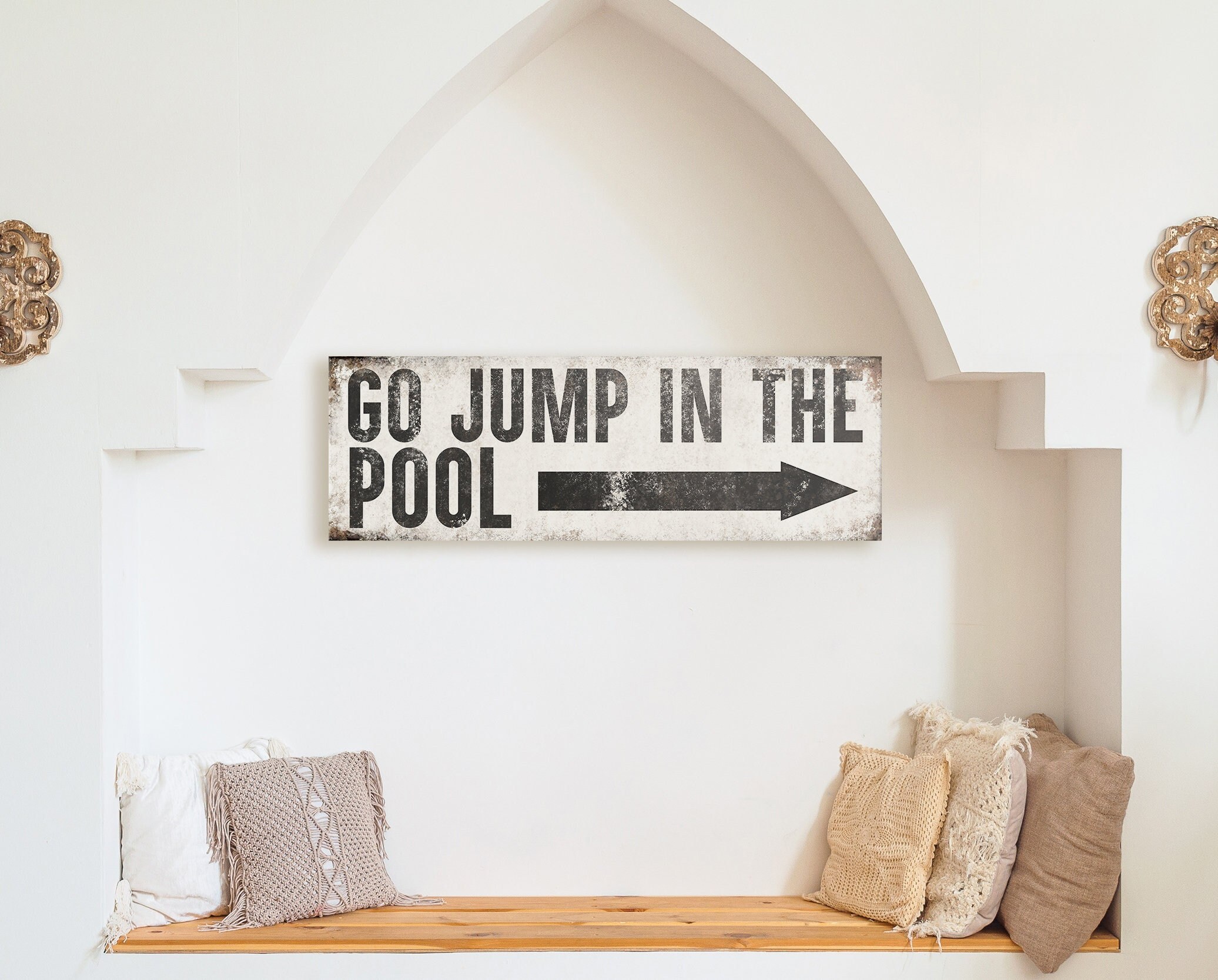 Go Jump in the Pool Sign Outdoor Pool Decor Pool House Signs Etsy