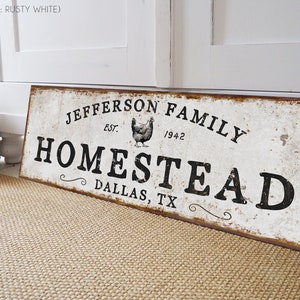 Custom Homestead Sign Personalized Farm Sign Rustic Farmhouse Wall Decor Large Family Name Sign Metal Wood Canvas Front Porch Signs Kitchen