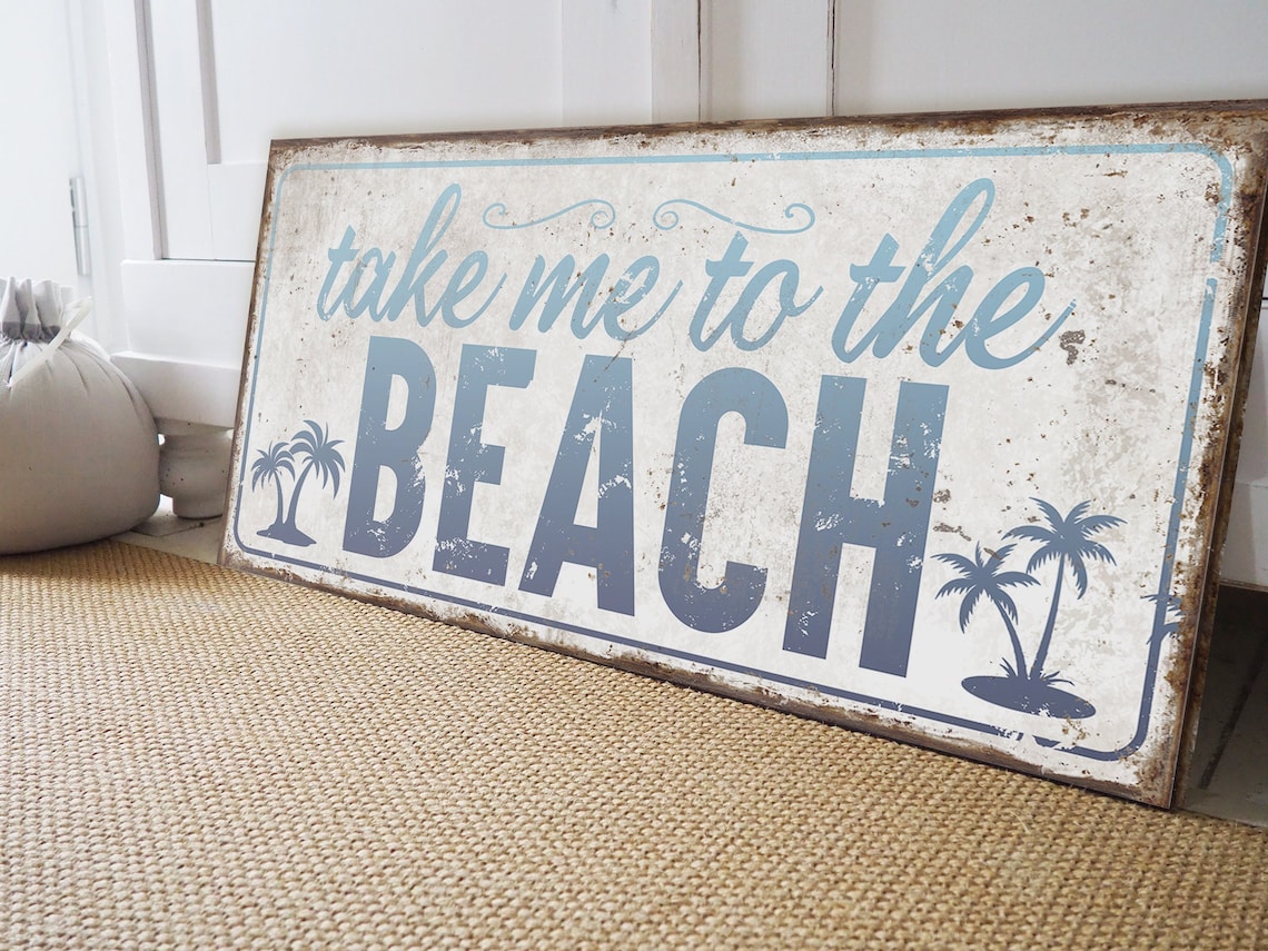Rustic Beach Wall Decor Take Me to the Beach Sign Airbnb Wall Etsy