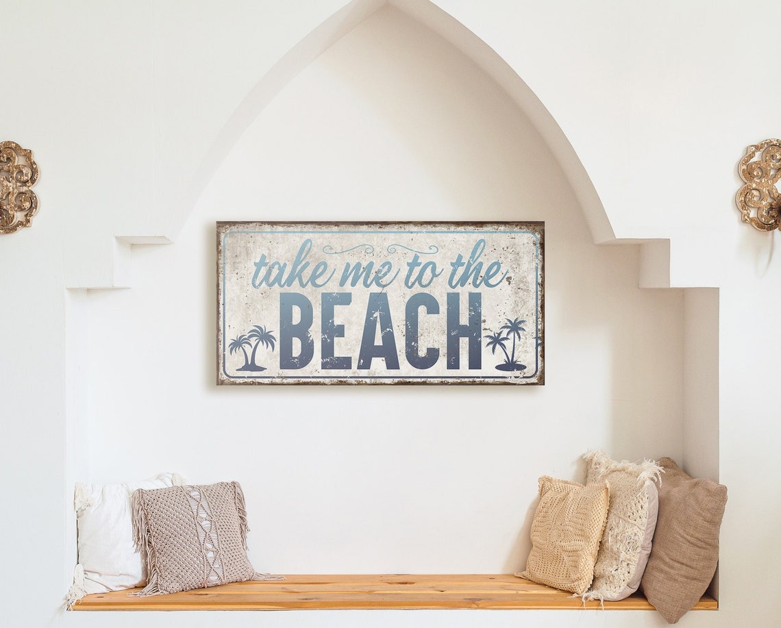 Rustic Beach Wall Decor Take Me to the Beach Sign Airbnb Wall Etsy