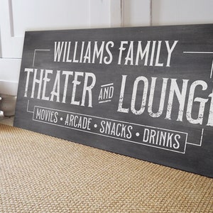 Custom Theater and Lounge Sign: Personalized Basement Wall Art