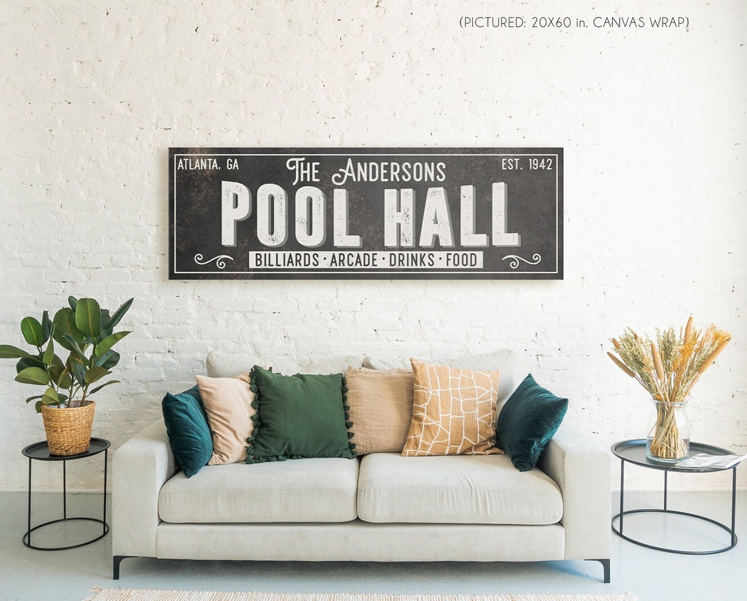 Personalized Pool Table Sign for Man Cave Decor for Basement Custom