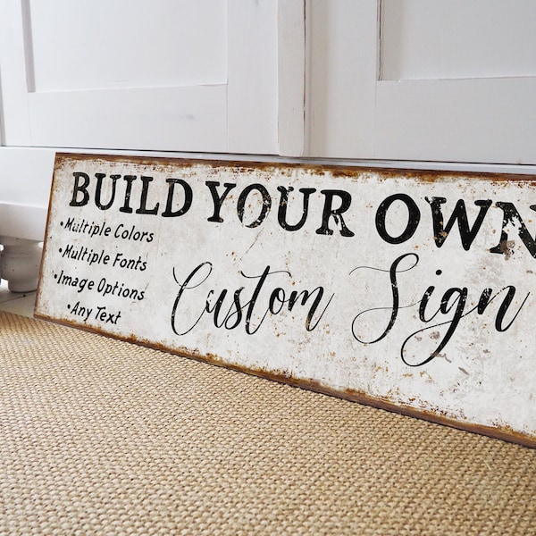 Custom Sign Build Your Own Personalized Signs Family Name Farmhouse Homestead Home Decor Rustic Wall Art Kitchen Lake Farm Metal Wood Canvas