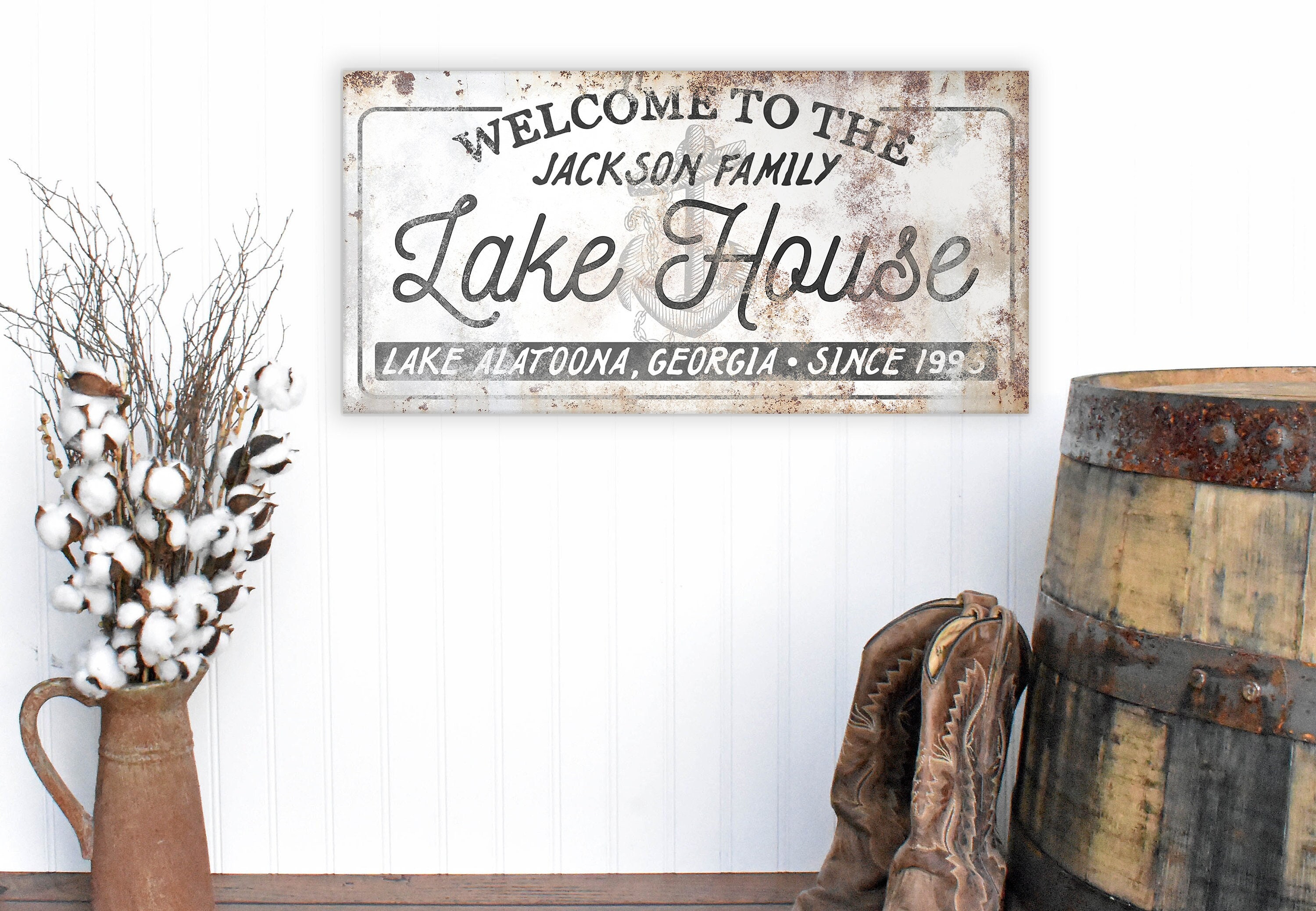 Personalized Family Lake Cabin Sign Vintage Lakehouse Signs Etsy