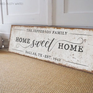Custom Home Sweet Home Sign: Rustic Farmhouse Family Name Decor