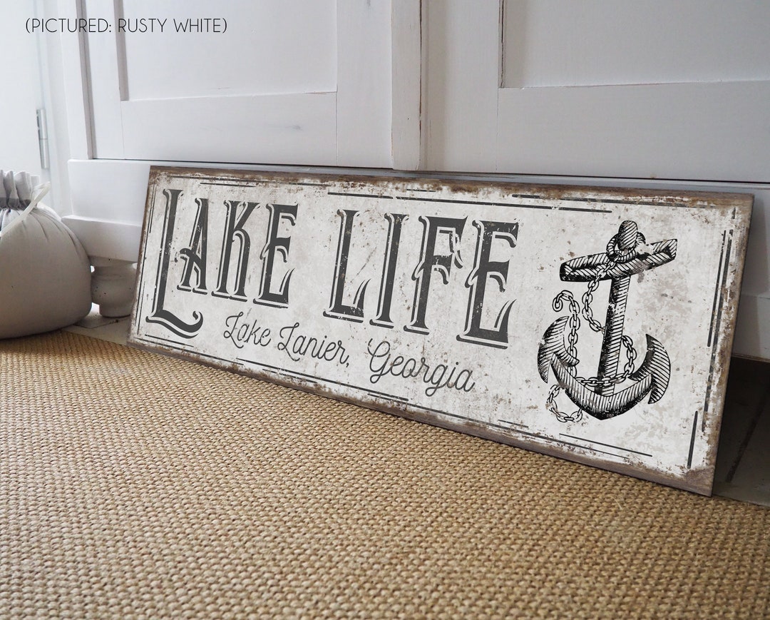 Custom Lake Life Sign for Lake House Wall Art Rustic Lake Cabin Decor ...