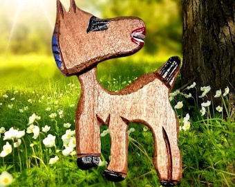 Vintage Carved Wood Brooch: Smiling Horse