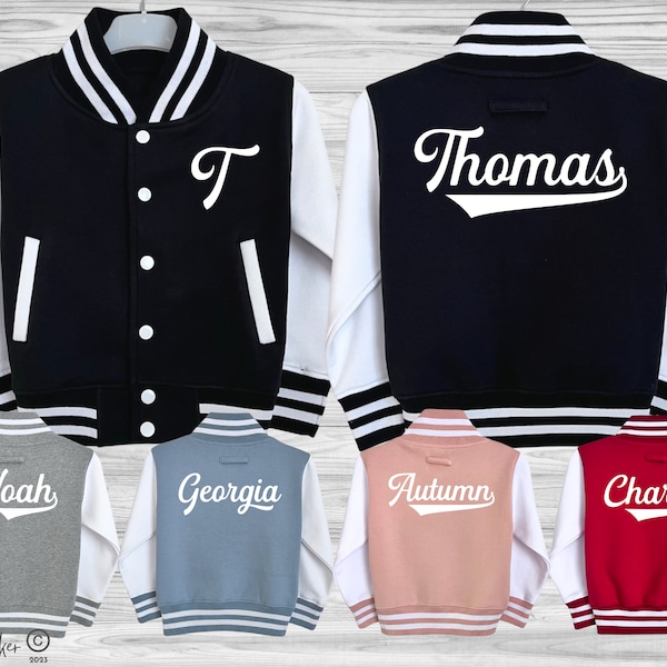 Personalised Kids Varsity Jacket | Initial | Name | College Baseball Style | Boys | Girls | Children | Toddler | Baby