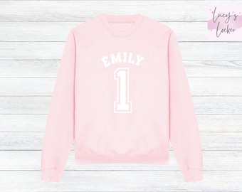 Sudadera personalizada para cumpleaños de niña, con nombre, edad y número personalizados.