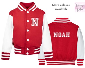 Personalised Kids Varsity Jacket | Initial | Name | College Baseball Style | Boys | Girls | Children | Toddler | Baby