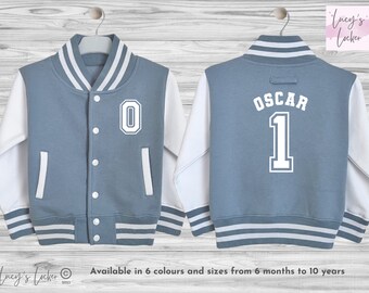 Personalised Kids Varsity Jacket | Initial , Name, Age, Number | College Baseball Style | Boys, Girls | Children, Toddler, Baby