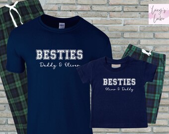Personalised 'Besties' Matching Pyjamas | Dad & Son | Brother | Best Friend | Green Tartan