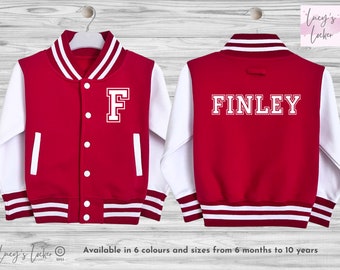 Personalised Kids Varsity Jacket | Initial , Name, Age, Number | College Baseball Style | Boys, Girls | Children, Toddler, Baby