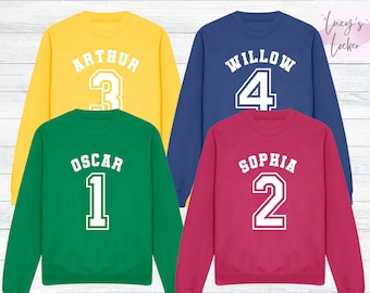 Sudadera infantil estilo universitario personalizada para cumpleaños, con nombre y número personalizados.