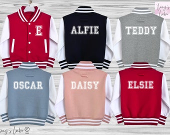 Personalised Kids Varsity Jacket | Initial | Name | College Baseball Style | Boys | Girls | Children | Toddler | Baby