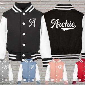 Personalised Kids Varsity Jacket | Initial | Name | College Baseball Style | Boys | Girls | Children | Toddler | Baby