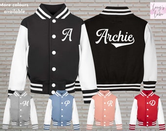 Personalised Kids Varsity Jacket | Initial | Name | College Baseball Style | Boys | Girls | Children | Toddler | Baby