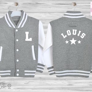 Personalised Kids Varsity Jacket, Stars, Name & Initial, College Baseball