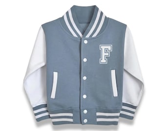 Chaqueta universitaria personalizada para niños, inicial o número personalizado, abrigo estilo Letterman para niños