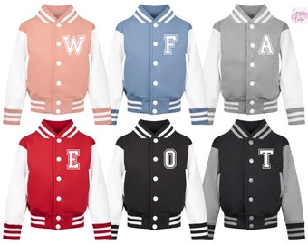 Personalised Kids Varsity Jacket | Initial | Name | College Baseball Style | Boys | Girls | Children | Toddler | Baby