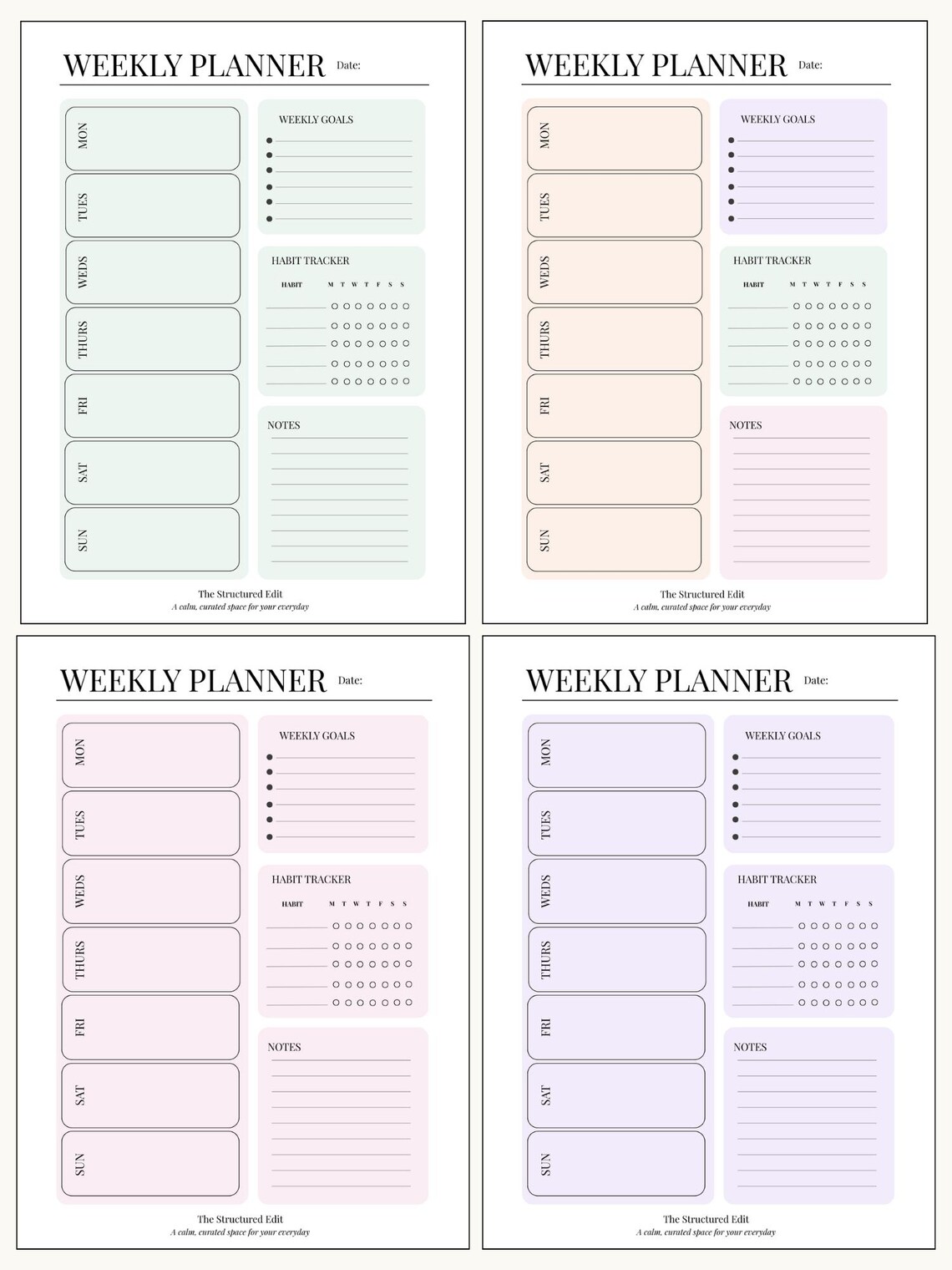 Minimal Weekly Planner Printable | A4 Agenda (digital Download) - Etsy