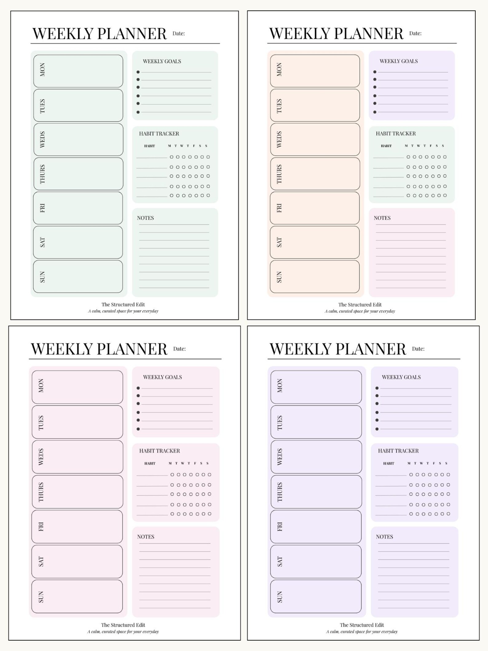 Minimal Weekly Planner Printable | A4 Agenda (digital Download) - Etsy