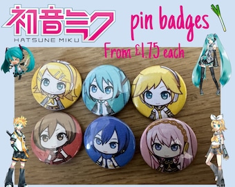 Vocaloid Pin Badges | Hatsune Miku | Made to Order | Fast Delivery | Handmade