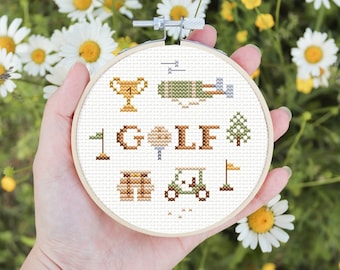 Golf cross stitch pattern, golf gift for women, golf gift for dad, sport cross stitch pattern, cross stitch design, cross stitch pattern pdf