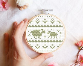 Easter cross stitch pattern, lamb cross stitch pattern, small Easter decor, Easter diy gift, cross stitch pattern PDF