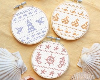 Summer cross stitch patterns, sea cross stitch patterns, ocean cross stitch patterns, simple cross stitch patterns, bundle of charts PDF