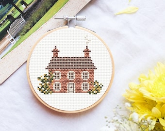 Cottage cross stitch pattern, spring cross stitch pattern, house cross stitch pattern, cottagecore cross stitch pattern, PDF chart