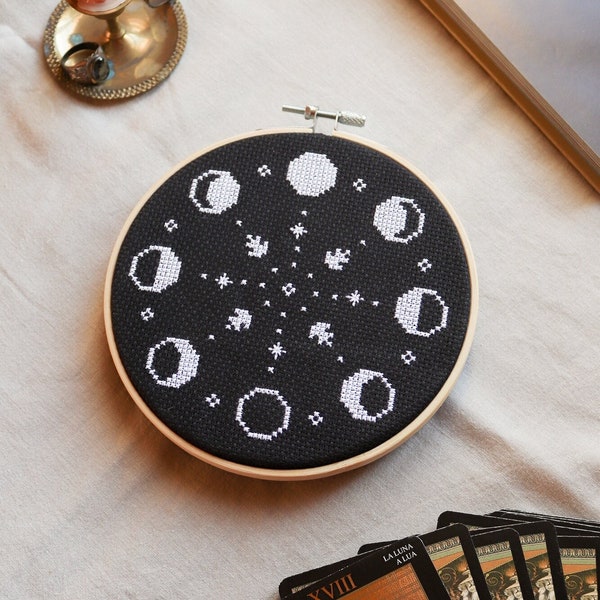 Moon phases cross stitch pattern, astrology cross stitch pattern, witchy cross stitch pattern, moon cross stitch pattern, cross stitch pdf