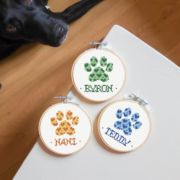 Paw cross stitch pattern, custom cross stitch pattern, pet cross stitch pattern, cat and dog cross stitch pattern, PDF chart