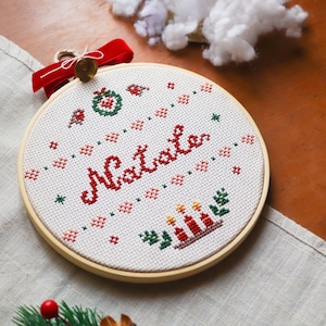 Custom cross stitch pattern, custom Christmas writing, Christmas ornament cross stitch pattern, cross stitch pattern pdf image 1