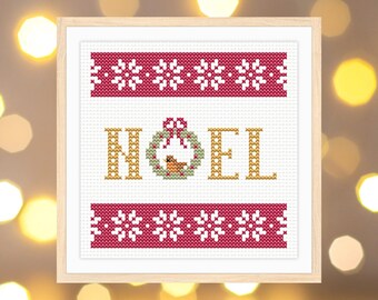 Christmas cross stitch pattern, Christmas ornament, "Noel" cross stitch pattern, holidays cross stitch, small cross stitch pattern pdf