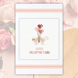 Modèle de point de croix Saint-Valentin, modèle de point de croix chat, modèle de point de croix amour, modèle de point de croix coeur, petit modèle de point de croix pdf