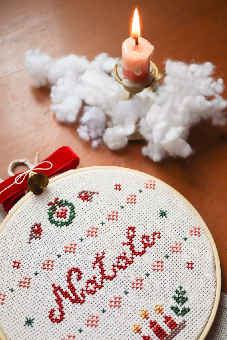 Custom cross stitch pattern, custom Christmas writing, Christmas ornament cross stitch pattern, cross stitch pattern pdf image 6