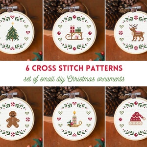 Christmas cross stitch patterns, small Christmas ornaments, bundle of cross stitch patterns, holiday cross stitch patterns, patterns PDF