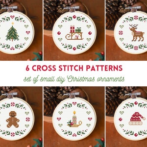 Modèles de point de croix de Noël, petites décorations de Noël, pack de modèles de point de croix, modèles de point de croix de vacances, modèles de point de croix PDF