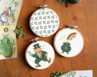 St Patricks Day cross stitch patterns, set of cross stitch patterns, 17th march cross stitch patterns, PDF cross stitch patterns