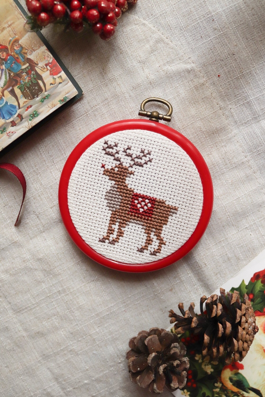 Santa's Reindeer Cross Stitch Pattern, Cross Stitch Pattern Christmas ...