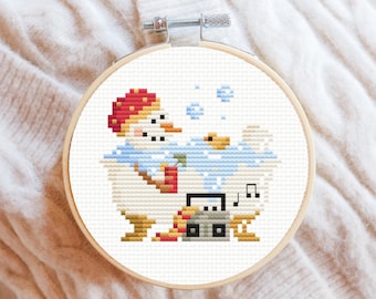 Christmas cross stitch pattern, Christmas ornament, snowman cross stitch pattern, holidays cross stitch, funny cross stitch pattern pdf