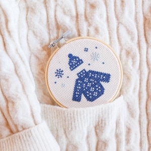 Winter cross stitch pattern, Christmas cross stitch pattern, snow cross stitch pattern, blue cross stitch pattern, cross stitch pattern PDF