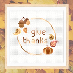 Thanksgiving Day cross stitch pattern, autumn cross stitch, fall cross stitch, diy ornament, diy gift, simple cross stitch pattern pdf