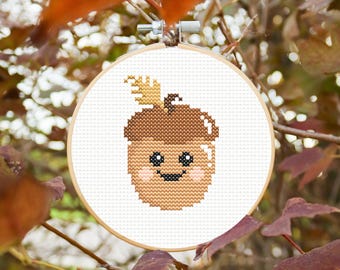 Autumn cross stitch pattern, fall cross stitch, autumn ornament, acorn cross stitch, nature cross stitch, cute cross stitch pattern pdf