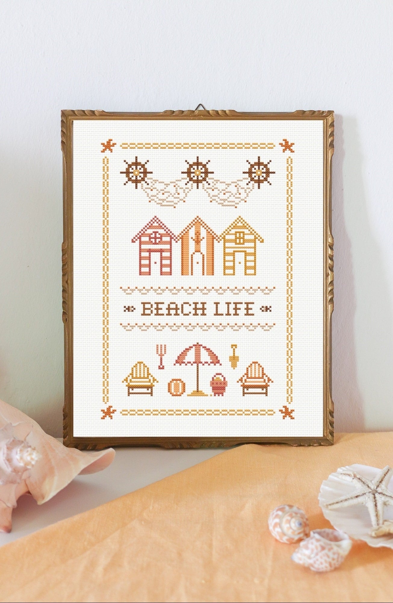 Summer cross stitch pattern, beach cross stitch pattern, coastal cross stitch pattern, counted cross stitch pattern,cross stitch pattern PDF